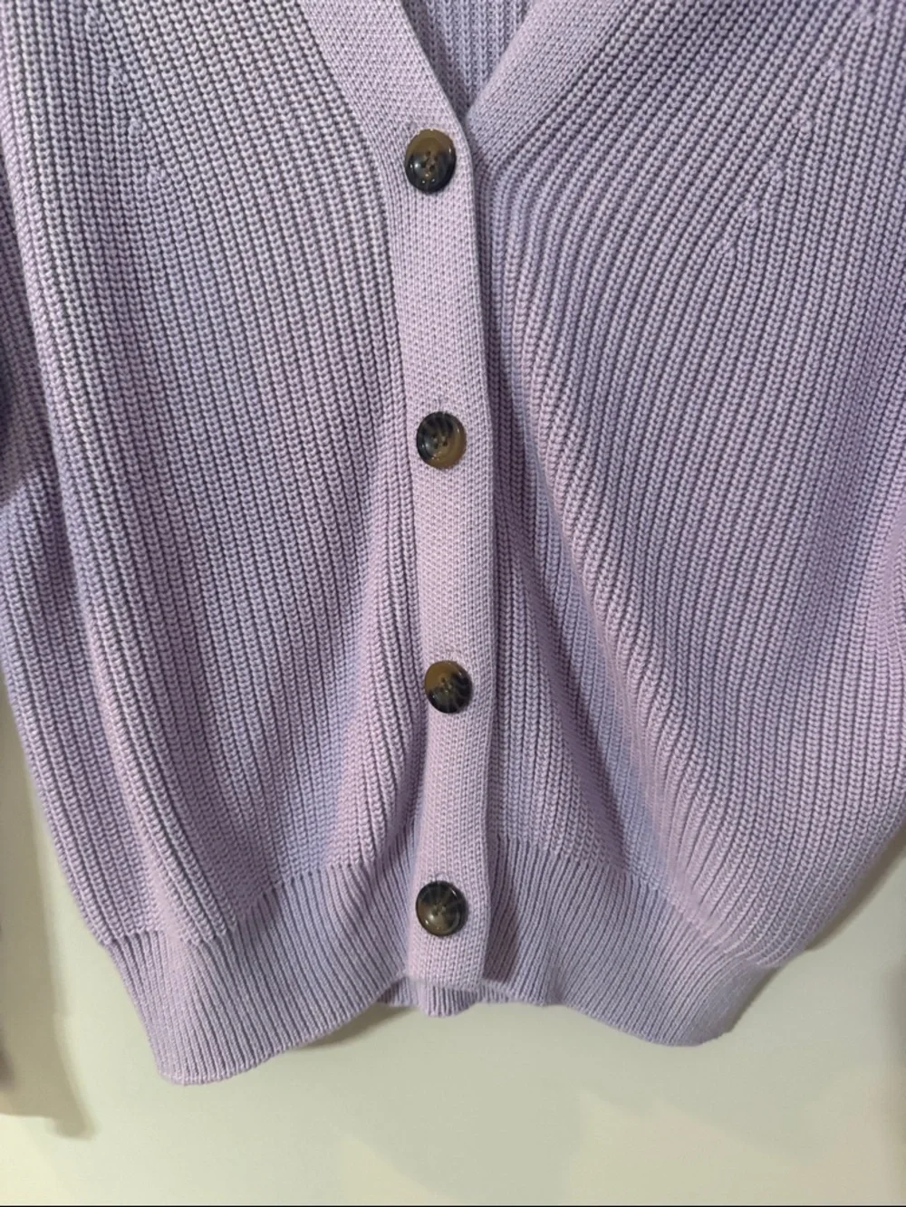 Market & Spruce Lavender Ribbed V-Neck Button Cardigan